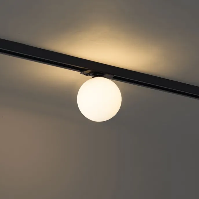 Moderne Deckenleuchte schwarz mit weißem Glas für 1-Phasen-Schienensystem - Iconic Perle
