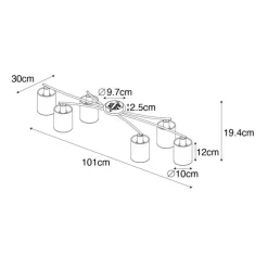 Moderne Deckenleuchte schwarz mit goldenen 6 Lichtern - Lofty