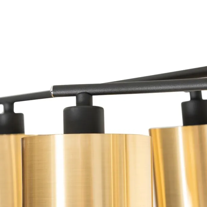 Moderne Deckenleuchte schwarz mit goldenen 6 Lichtern - Lofty