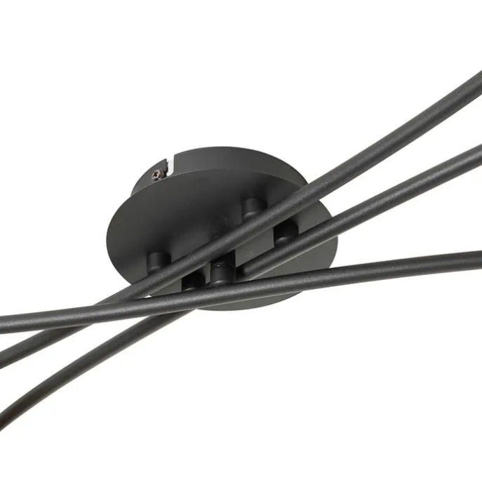 Moderne Deckenleuchte schwarz mit goldenen 6 Lichtern - Lofty