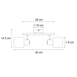Moderne Deckenleuchte Schwarz mit runden Rauchglas 2-flammig - Cilin
