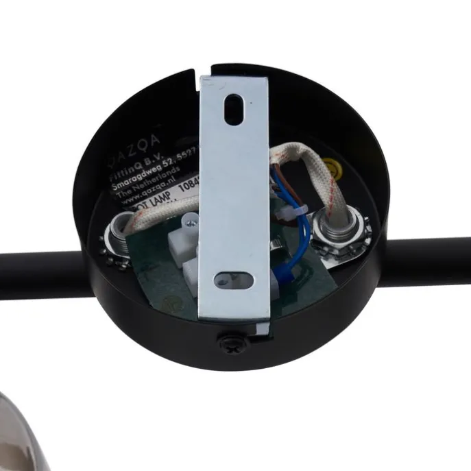 Moderne Deckenleuchte Schwarz mit runden Rauchglas 2-flammig - Cilin