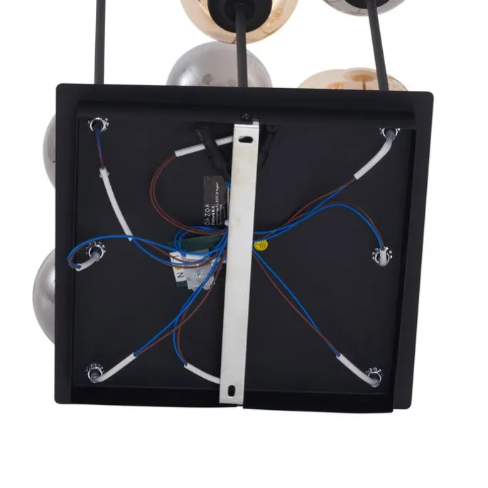 Moderne Deckenleuchte Schwarz mit Bernstein- und Rauchglas 9-flammig - Athen