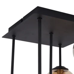 Moderne Deckenleuchte Schwarz mit Bernstein- und Rauchglas 5-flammig - Athen