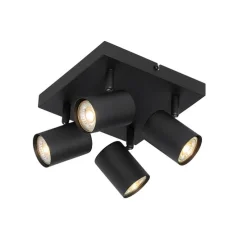 Moderne Deckenleuchte schwarz 4-flammig verstellbar quadratisch - Jeana