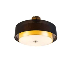 Moderne Deckenleuchte schwarz mit gold 50 cm 3-flammig - Drum Duo