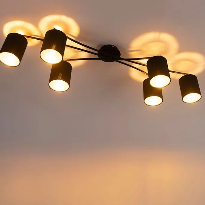 Moderne Deckenleuchte schwarz 6-Flammig - Lofty