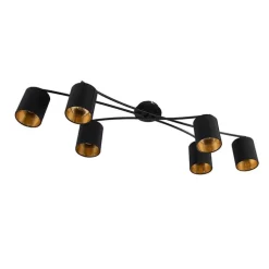 Moderne Deckenleuchte schwarz 6-Flammig - Lofty