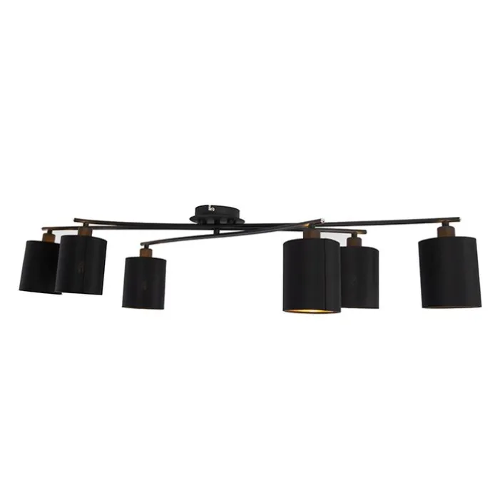 Moderne Deckenleuchte schwarz 6-Flammig - Lofty