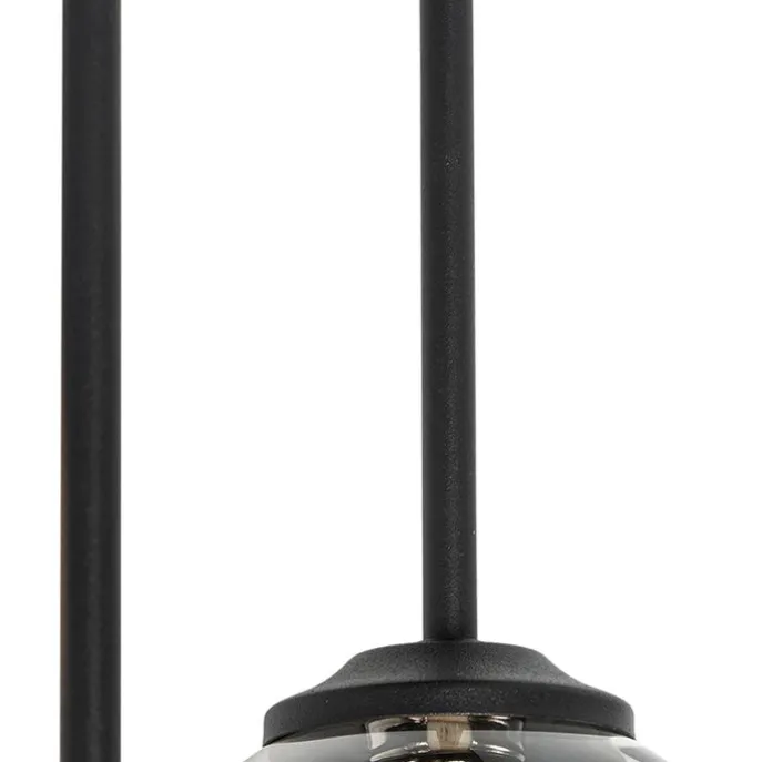 Moderne Deckenleuchte schwarz 5-Licht mit Rauchglas - Athen