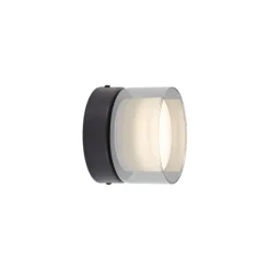 Moderne Deckenleuchte schwarz mit Rauchglas - Puck