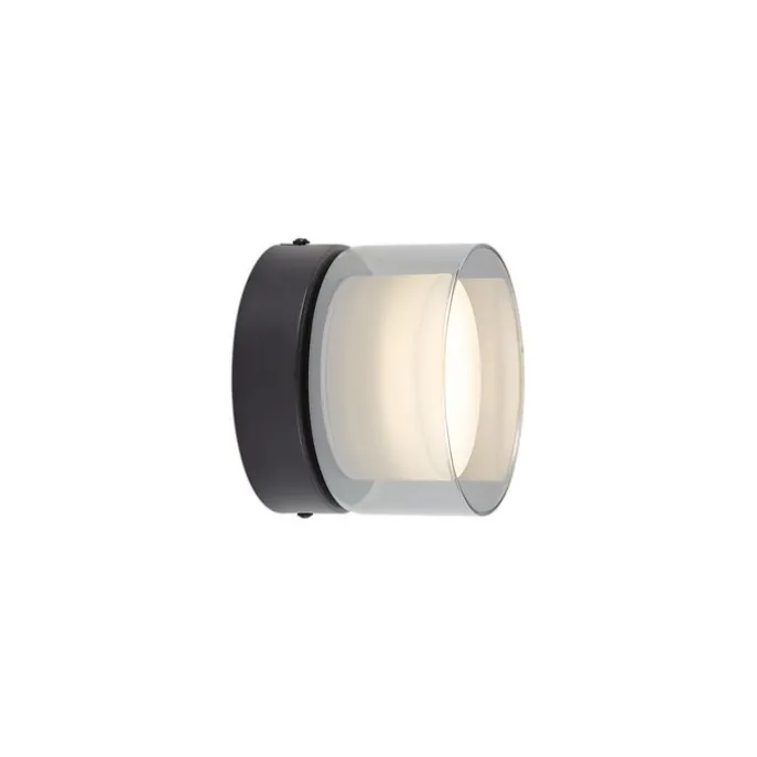 Moderne Deckenleuchte schwarz mit Rauchglas - Puck