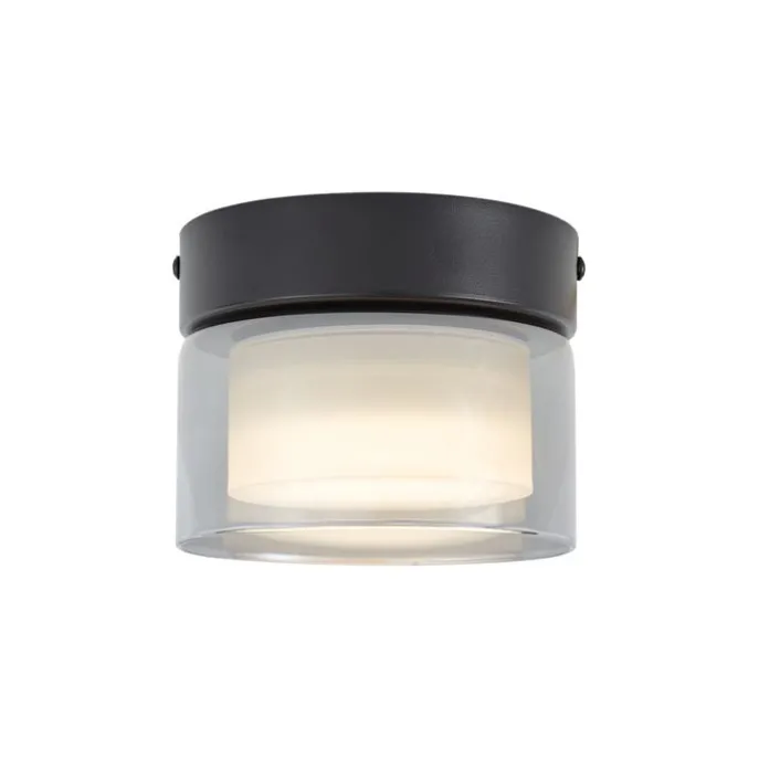 Moderne Deckenleuchte schwarz mit Rauchglas - Puck