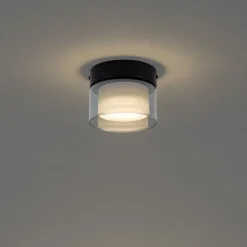 Moderne Deckenleuchte schwarz mit Rauchglas - Puck