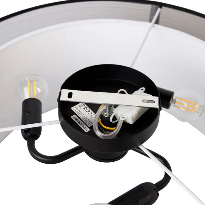 Moderne Deckenleuchte schwarz-weiß 50 cm 3-flammig - Drum Duo