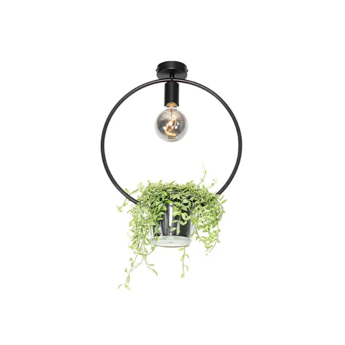 Moderne Deckenleuchte schwarz mit Glas rund - Roslini