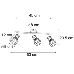 Moderne Deckenleuchte schwarz 63 cm 3-Licht verstellbar - Botu