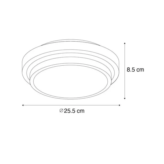Moderne Deckenleuchte schwarz mit weiß 25 cm IP44 - Walden