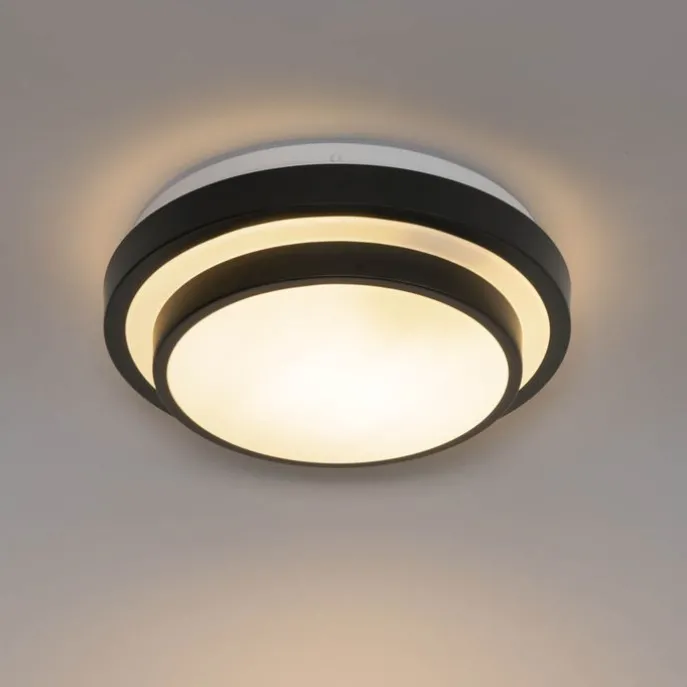 Moderne Deckenleuchte schwarz mit weiß 25 cm IP44 - Walden