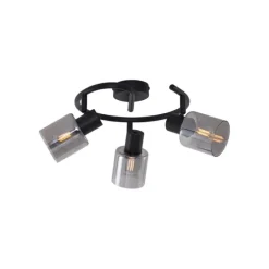 Moderne Deckenleuchte Schwarz mit Rauchglas Spirale 3-flammig - Cilin