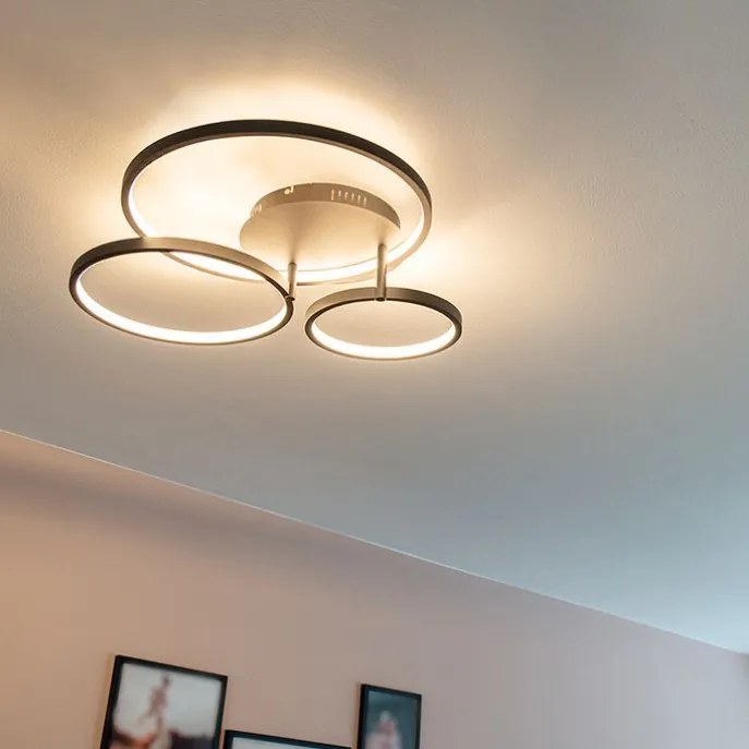 Moderne Deckenleuchte schwarz inkl. LED und Dimmer - Rondas