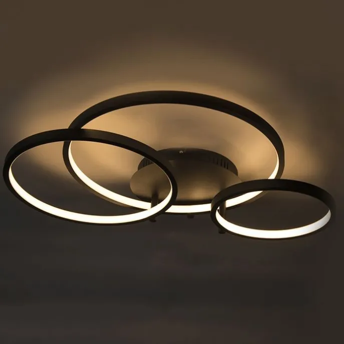 Moderne Deckenleuchte schwarz inkl. LED und Dimmer - Rondas