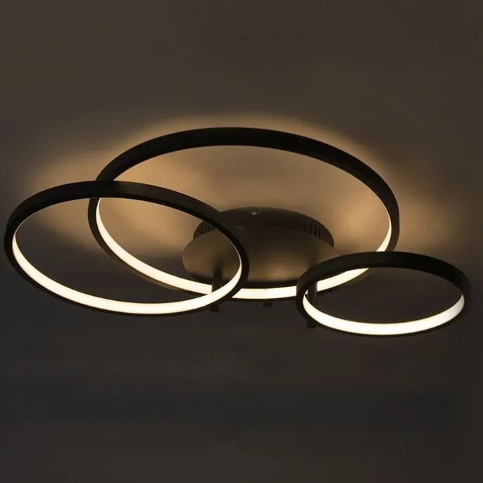 Moderne Deckenleuchte schwarz inkl. LED und Dimmer - Rondas