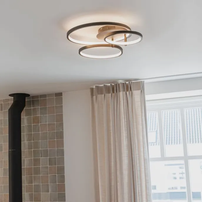 Moderne Deckenleuchte schwarz inkl. LED und Dimmer - Rondas