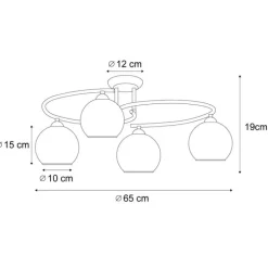 Moderne Deckenleuchte Schwarz mit Rauchglas 4-flammig - Alanis