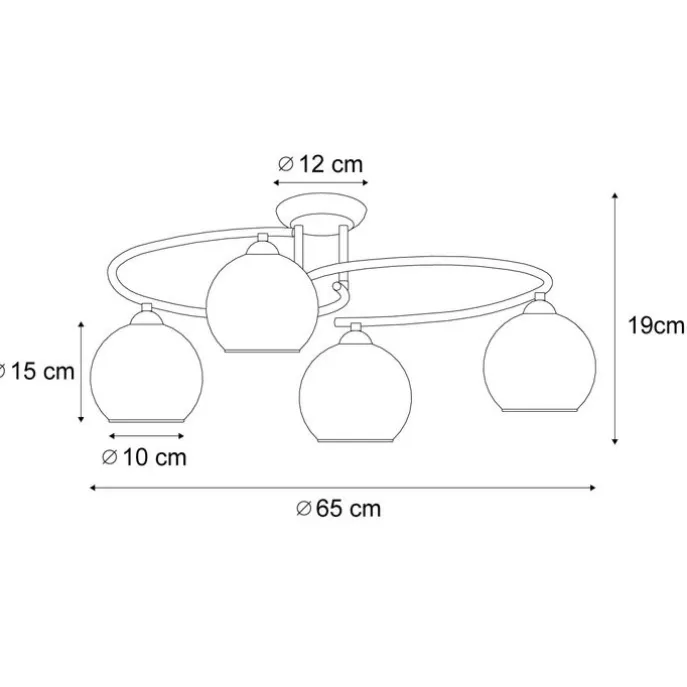 Moderne Deckenleuchte Schwarz mit Rauchglas 4-flammig - Alanis