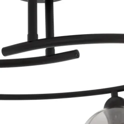 Moderne Deckenleuchte Schwarz mit Rauchglas 4-flammig - Alanis