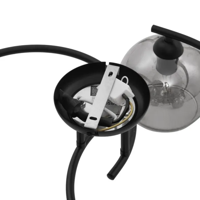 Moderne Deckenleuchte Schwarz mit Rauchglas 4-flammig - Alanis