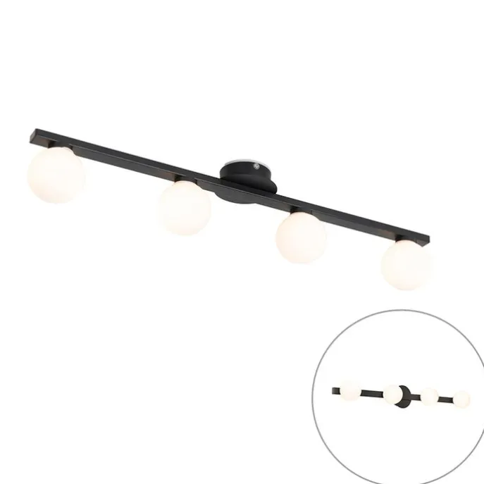 Moderne Deckenleuchte schwarz IP44 4-flammig - Cederic