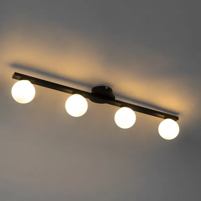 Moderne Deckenleuchte schwarz IP44 4-flammig - Cederic