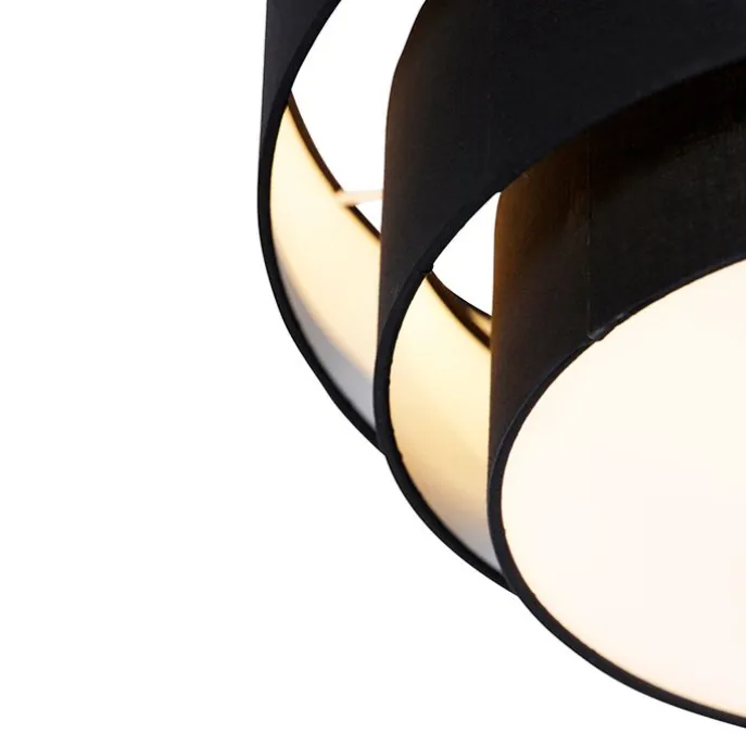 Moderne Deckenleuchte schwarz 45 cm 3-flammig - Drum Trio