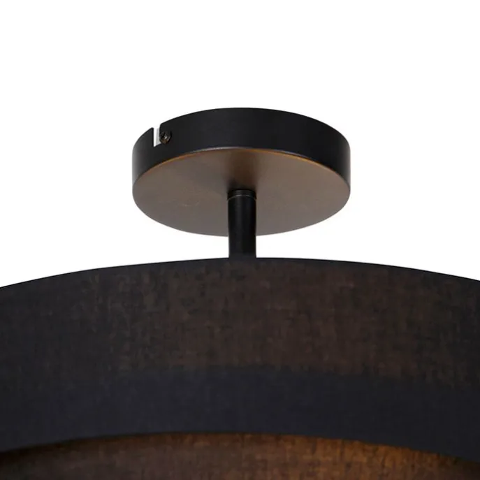 Moderne Deckenleuchte schwarz 45 cm 3-flammig - Drum Trio
