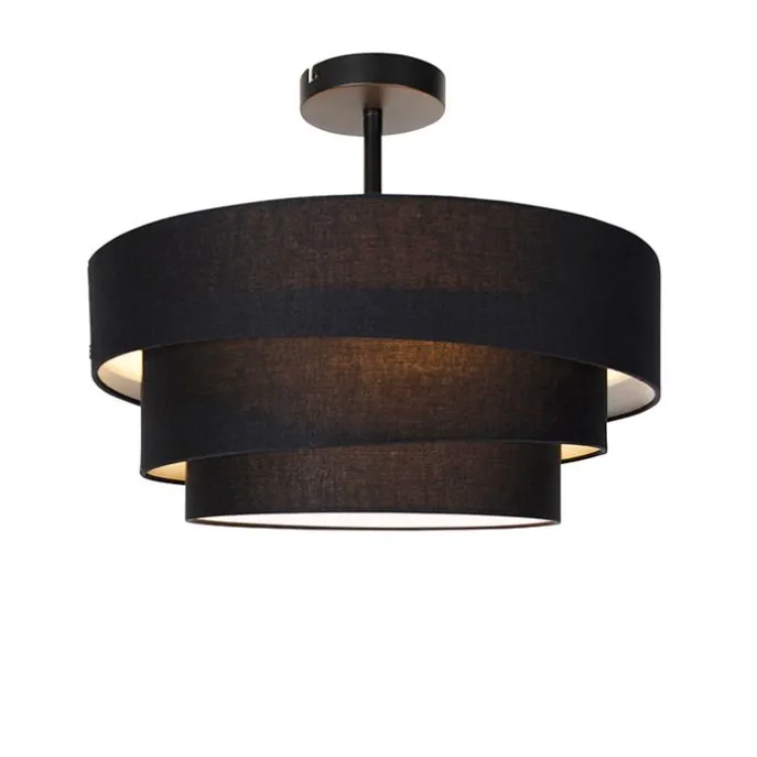 Moderne Deckenleuchte schwarz 45 cm 3-flammig - Drum Trio