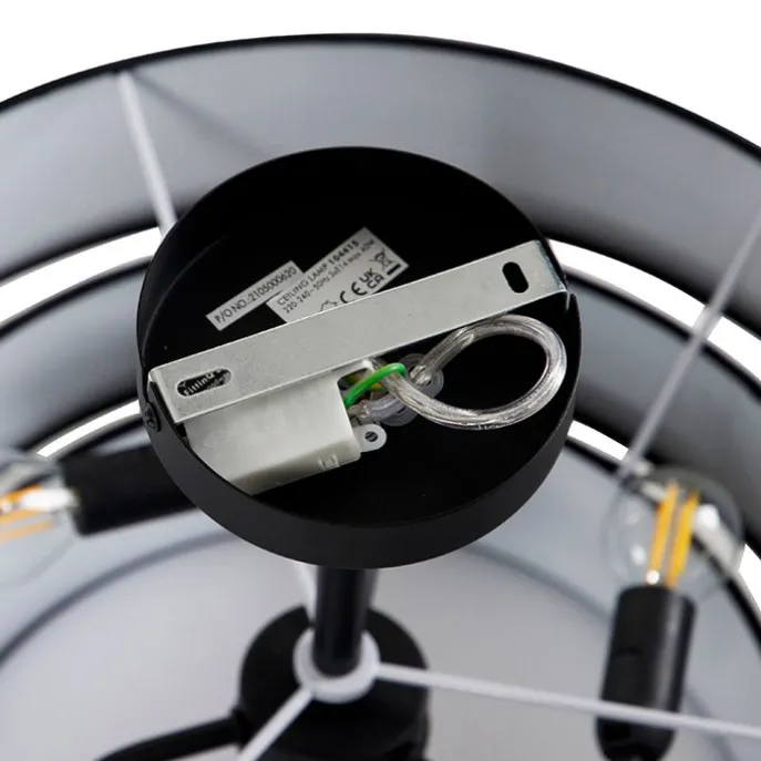 Moderne Deckenleuchte schwarz 45 cm 3-flammig - Drum Trio