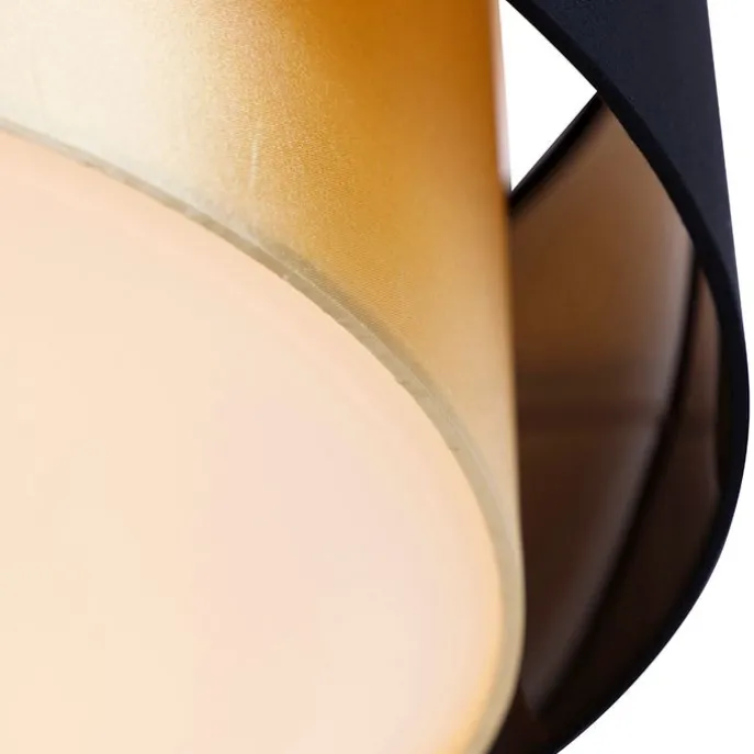 Moderne Deckenleuchte schwarz mit gold 50 cm 3-flammig - Drum Duo