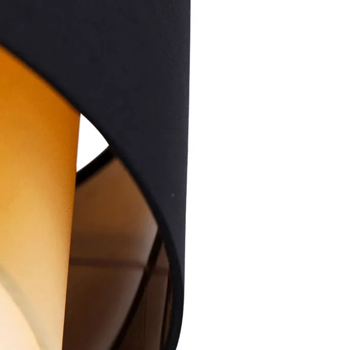 Moderne Deckenleuchte schwarz mit gold 50 cm 3-flammig - Drum Duo
