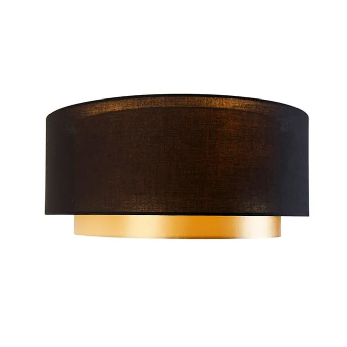 Moderne Deckenleuchte schwarz mit gold 50 cm 3-flammig - Drum Duo
