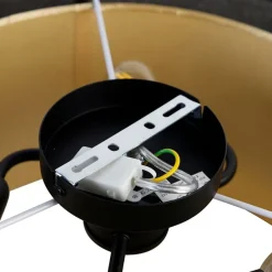 Moderne Deckenleuchte schwarz mit gold 50 cm 3-flammig - Drum Duo