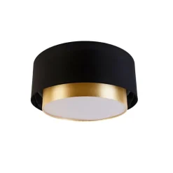 Moderne Deckenleuchte schwarz mit gold 50 cm 3-flammig - Drum Duo