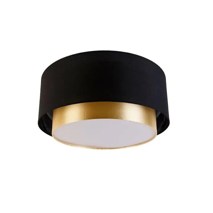 Moderne Deckenleuchte schwarz mit gold 50 cm 3-flammig - Drum Duo