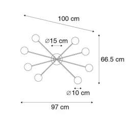 Moderne Deckenleuchte schwarz mit goldenen 8 Lichtern - Athens Wire