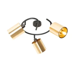 Moderne Deckenleuchte schwarz mit goldenem 3-Licht - Lofty