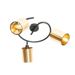 Moderne Deckenleuchte schwarz mit goldenem 3-Licht - Lofty
