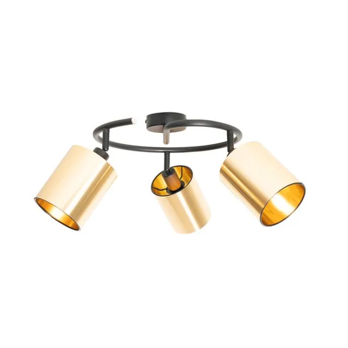 Moderne Deckenleuchte schwarz mit goldenem 3-Licht - Lofty