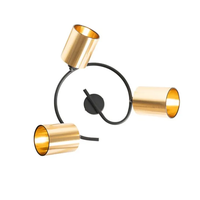 Moderne Deckenleuchte schwarz mit goldenem 3-Licht - Lofty