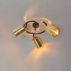 Moderne Deckenleuchte schwarz mit goldenem 3-Licht - Lofty